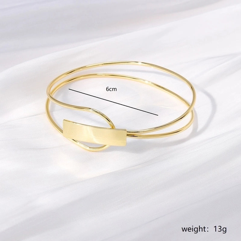 Minimalist Heart Shape Eye Copper Plating Artificial Pearls Zircon Bangle 1 Piece
