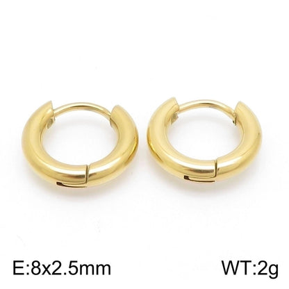 1 Pair Streetwear Solid Color Titanium Steel 18K Gold Plated Hoop Earrings