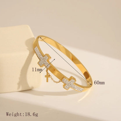 Retro Exaggerated Classic Style Cross Snake 304 Stainless Steel 18K Gold Plated Bangle In Bulk