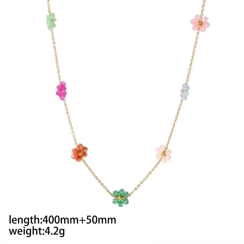 Stainless Steel 18K Gold Plated Minimalist Polishing Plating Flower Bracelets Anklet Necklace