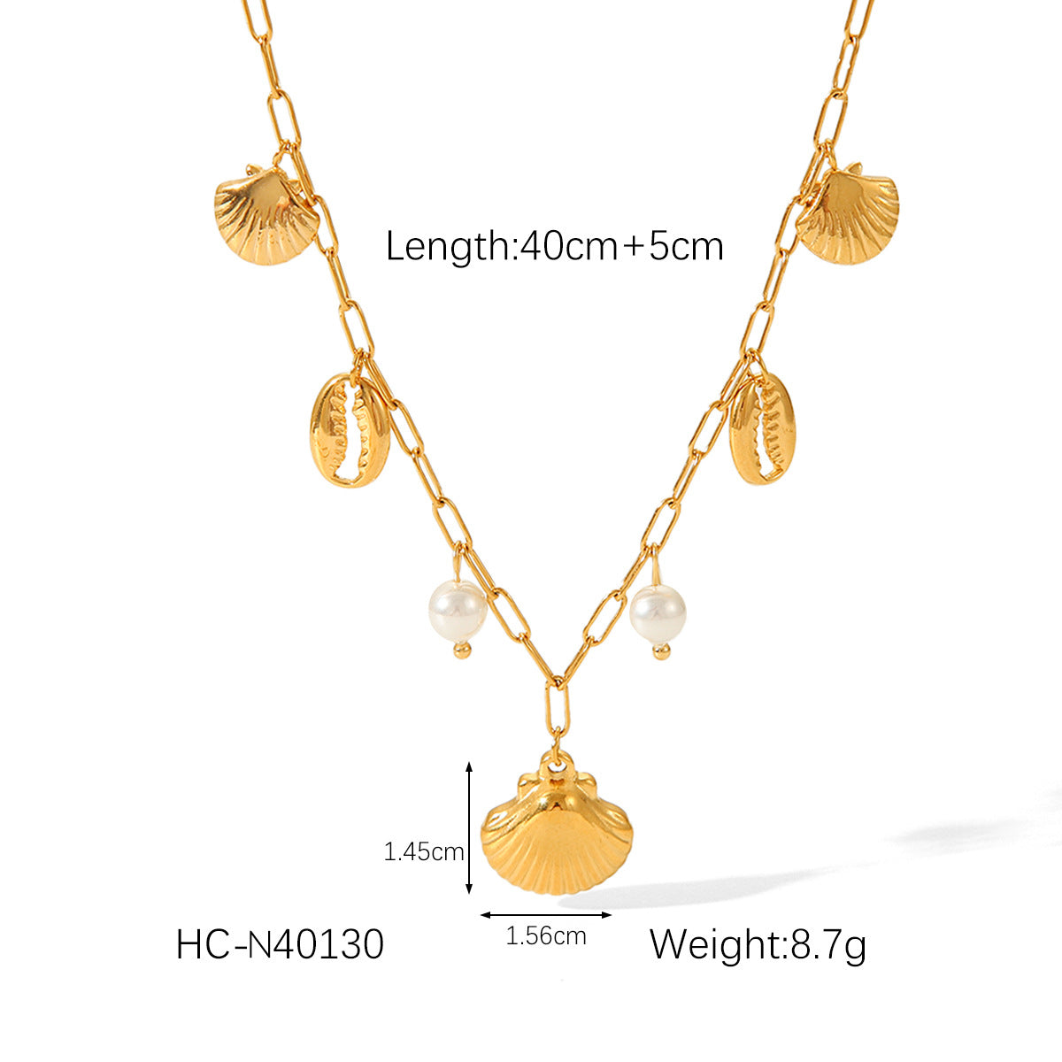 IG Style Pearl Shell Geometric Stainless Steel Titanium Steel Electroplating Necklaces