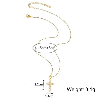 2 Pieces Ethnic Style Cross Stainless Steel Inlay Zircon Pendant Necklace