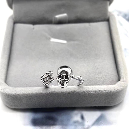 925 Sterling Silver Hand Skull Open Rings