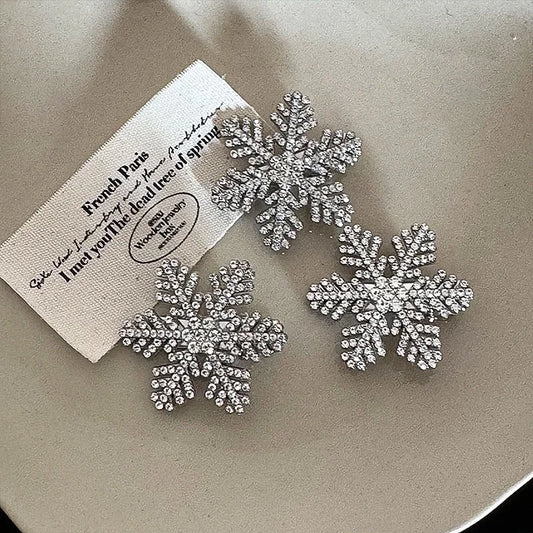 Women's Minimalist Classic Style Snowflake Alloy Inlay Rhinestones Hair Clip