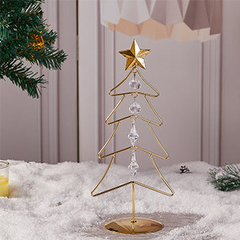 Christmas Electroplated Iron Tree Led Lighted Crystal Christmas Tree Desktop Decoration Christmas Eve Party Supplies