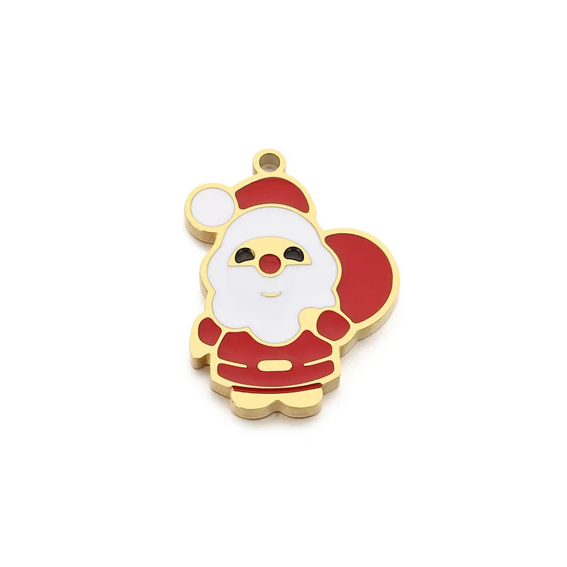 Diy Christmas Elements Oil Drop Stainless Steel Accessories Pendant Christmas Tree Santa Claus Snowman Reindeer