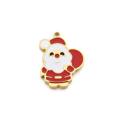 Christmas Elements Series Diy Accessories Stainless Steel Elk Santa Claus Snowflake Gloves Pendant