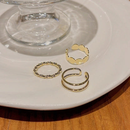 Minimalist Heart Shape Flower Bow Knot Copper Inlay Artificial Pearls Opal Zircon Rings