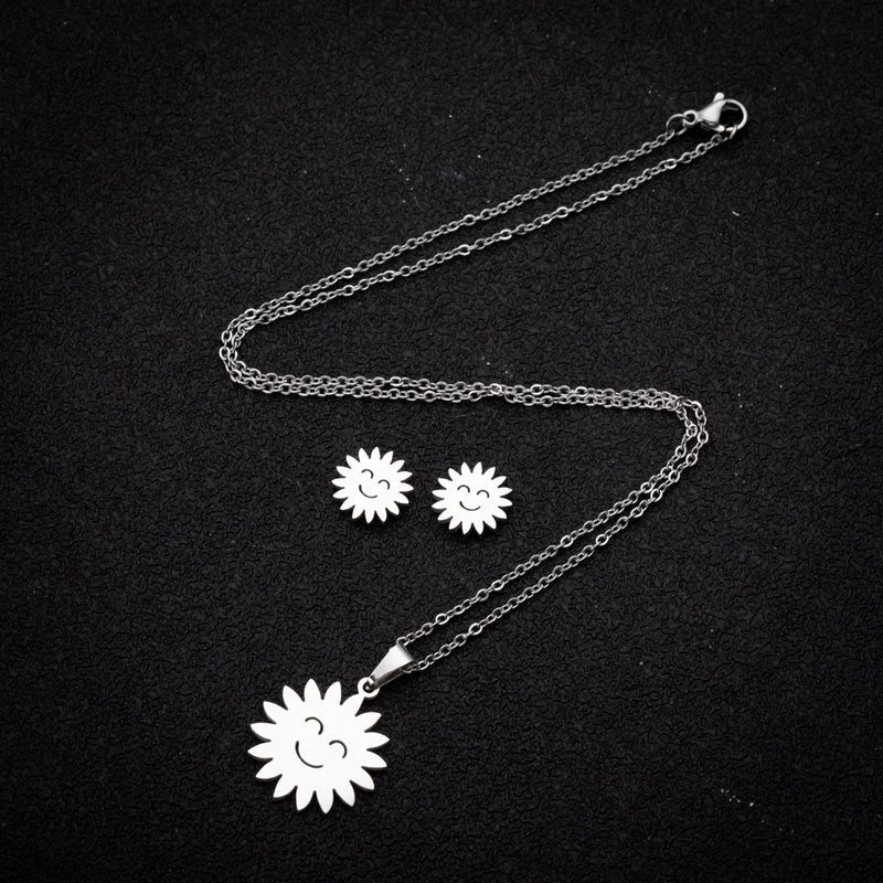 Minimalist Heart Shape Stainless Steel Plating Women\'s Earrings Necklace