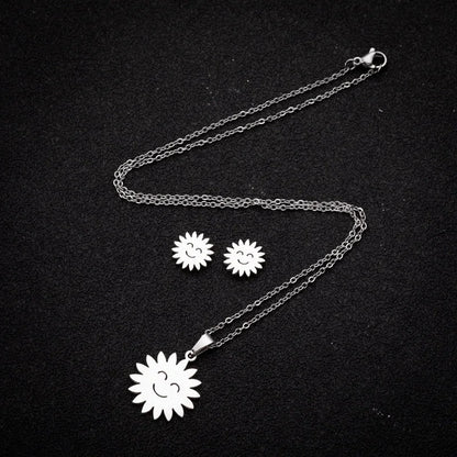 Minimalist Heart Shape Stainless Steel Plating Women\'s Earrings Necklace