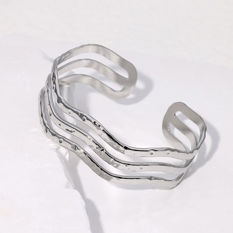 Stripe Stainless Steel Electroplating Bangles