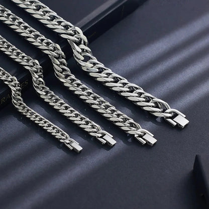 Hip-Hop Punk Geometric 304 Stainless Steel Cuban Link Chain Curb Chain Bracelets In Bulk