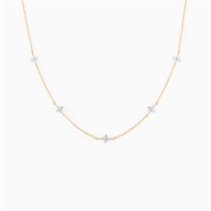 Copper Inlay Flower Petal Zircon Anklet Necklace