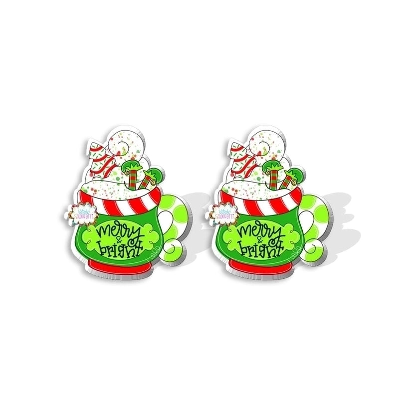 5 Pieces Cute Cartoon Christmas Hat Christmas Tree Arylic Epoxy Christmas Women's Earrings 1 Pair
