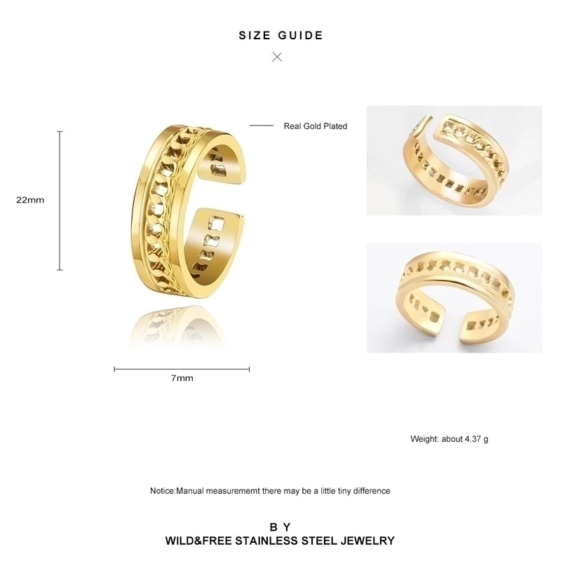 Minimalist U Shape Titanium Steel Plating 18k Gold Plated Open Ring