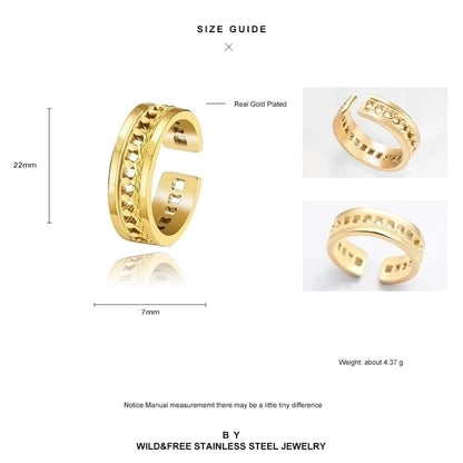 Minimalist U Shape Titanium Steel Plating 18k Gold Plated Open Ring