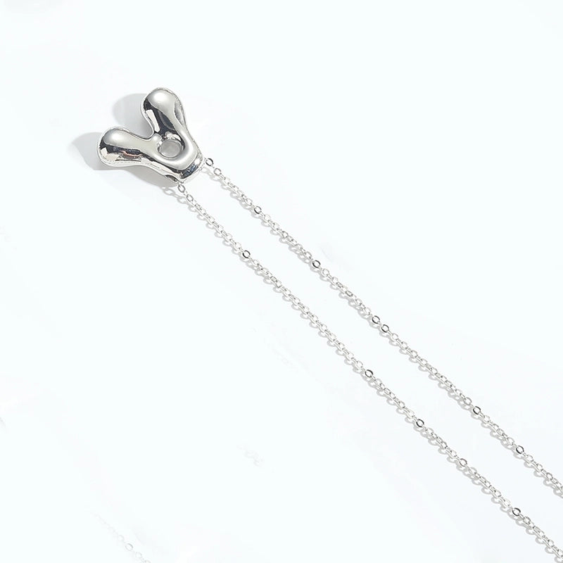 Copper White Gold Plated Letter Pendant Necklace