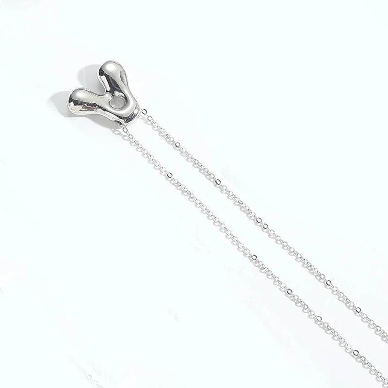 Copper White Gold Plated Letter Pendant Necklace