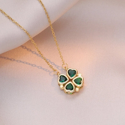 Minimalist Heart Shape Titanium Steel Inlay Rhinestones Women\'s Pendant Necklace
