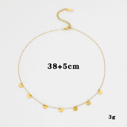 Elegant Streetwear Geometric Paper Clip Round Titanium Steel Natural Stone 14K Gold Plated Plating Inlay Pendant Necklace Necklace