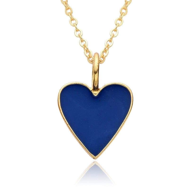 Copper IG Style Minimalist Heart Shape Enamel Plating Pendant Necklace