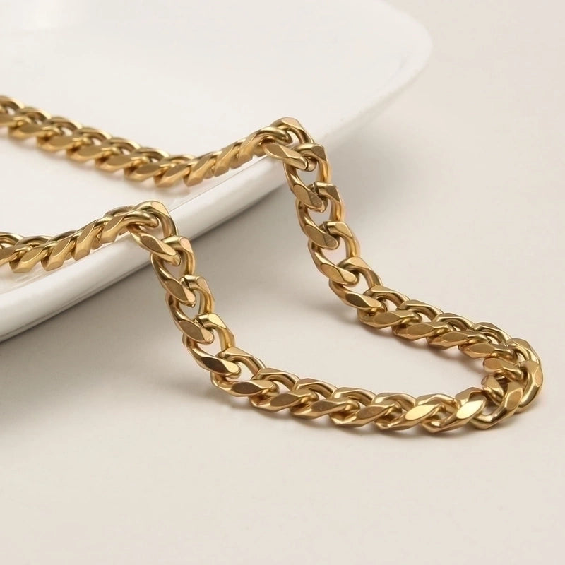 Hip-Hop Rock Punk Solid Color 304 Stainless Steel 18K Gold Plated Plating Necklace