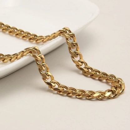 Hip-Hop Rock Punk Solid Color 304 Stainless Steel 18K Gold Plated Plating Necklace