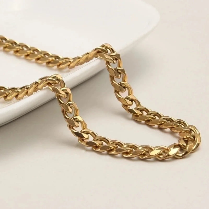 Hip-Hop Rock Punk Solid Color 304 Stainless Steel 18K Gold Plated Plating Necklace