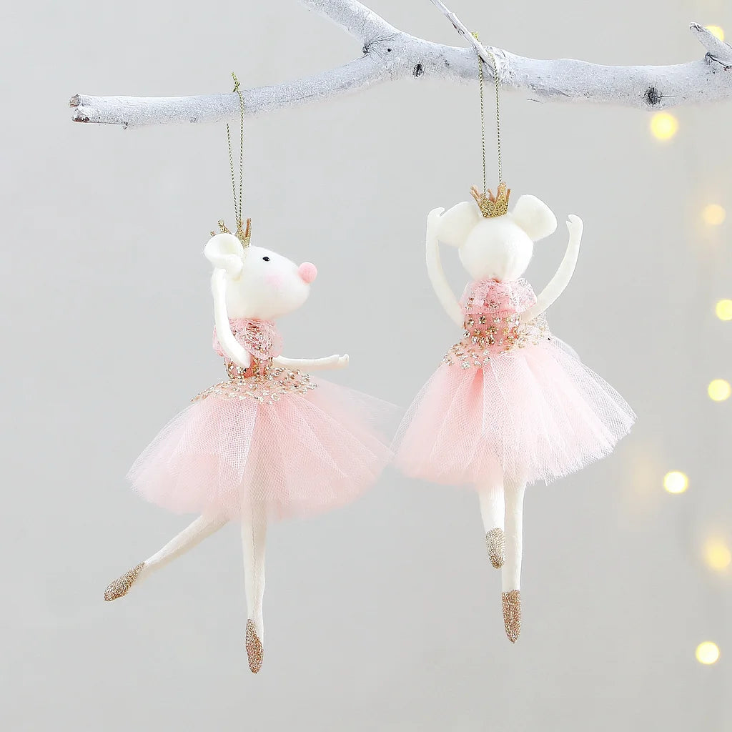 Pink Mesh Skirt Gold Crown Mouse Pendant Cartoon Cute Gift Decoration