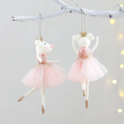 Pink Mesh Skirt Gold Crown Mouse Pendant Cartoon Cute Gift Decoration