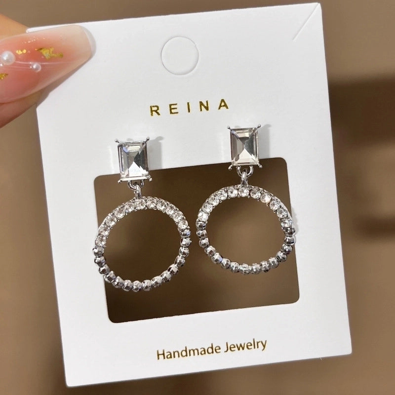 1 Pair Fashion Leaf Flower Bow Knot Imitation Pearl Alloy Rhinestones Earrings