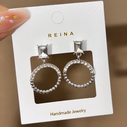 1 Pair Fashion Leaf Flower Bow Knot Imitation Pearl Alloy Rhinestones Earrings