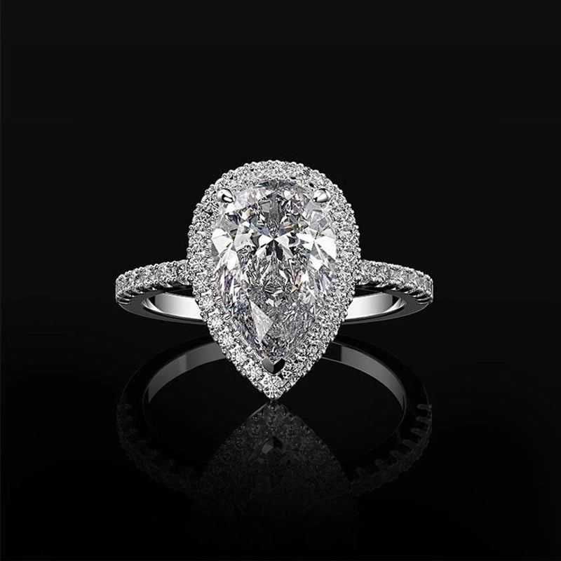 Creative Sparkling Drop-shaped Copper Zircon Wedding Ring Ladies Wedding Jewelry