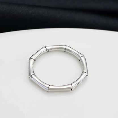 Minimalist Solid Color Stainless Steel No Inlay Gold Plated Plating Rings