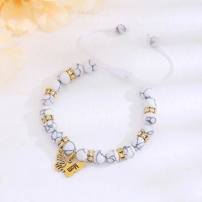 Basic Modern Style Classic Style Letter Butterfly 18K Gold Plated Alloy Stone Drawstring Bracelets