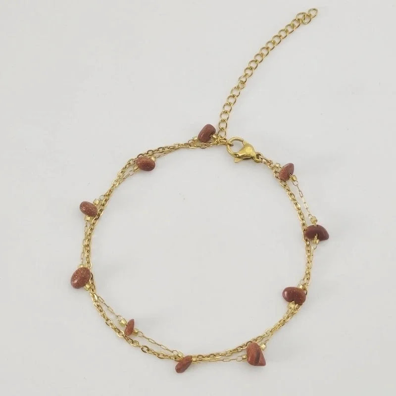 Elegant Beach Minimalist Geometric Crystal Gravel 18K Gold Plated Bracelets In Bulk