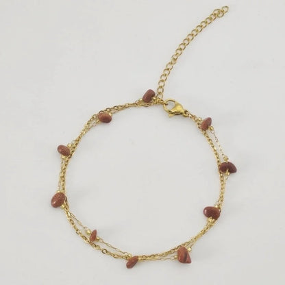 Elegant Beach Minimalist Geometric Crystal Gravel 18K Gold Plated Bracelets In Bulk