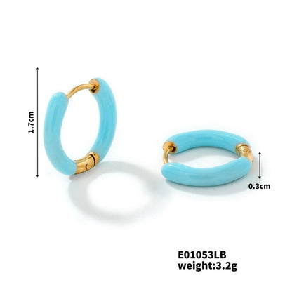 1 Piece Minimalist Artistic Commute Geometric Enamel 304 Stainless Steel Resin K Gold Plated Earrings