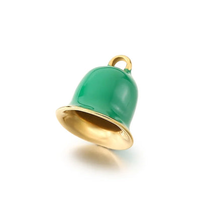 Stainless Steel Colorful Enamel Oil Drop Bell Pendant Christmas Gift Series Colorful Diy Accessories Pendant