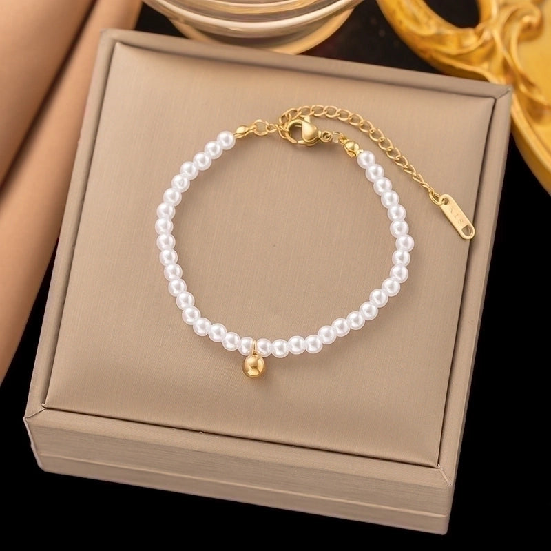 Streetwear Heart Shape Grain 304 Stainless Steel 18K Gold Plated Acrylic Artificial Rhinestones Plastic Bracelets In Bulk