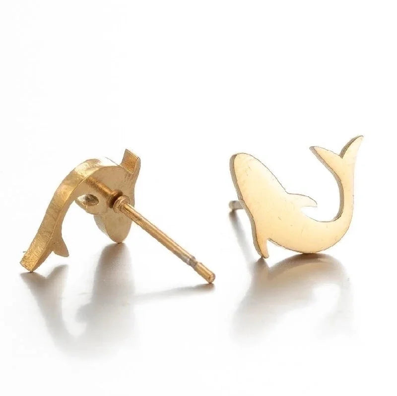 1 Pair Minimalist Animal 304 Stainless Steel 18K Gold Plated Ear Studs