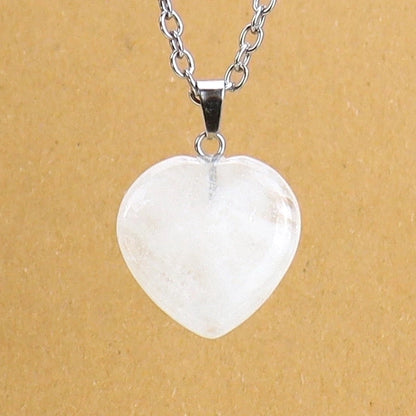 Minimalist Heart Shape Natural Stone Ferroalloy Knitting Pendant Necklace