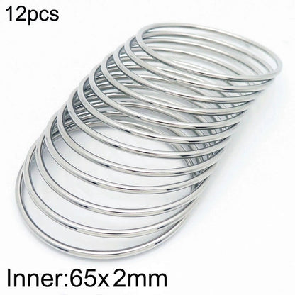 304 Stainless Steel 18K Gold Plated Minimalist Round Solid Color Bangle