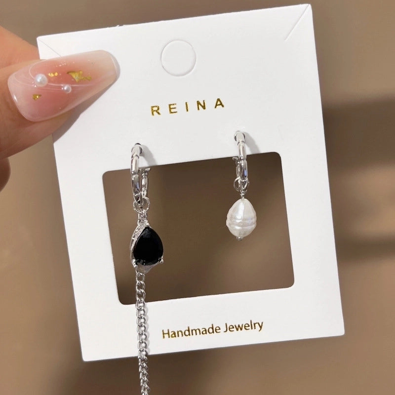 1 Pair Fashion Leaf Flower Bow Knot Imitation Pearl Alloy Rhinestones Earrings