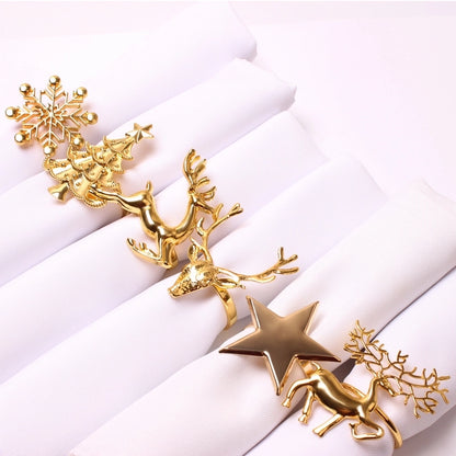 Cute Christmas Tree Santa Claus Alloy Napkin Rings 1 Set Of 6