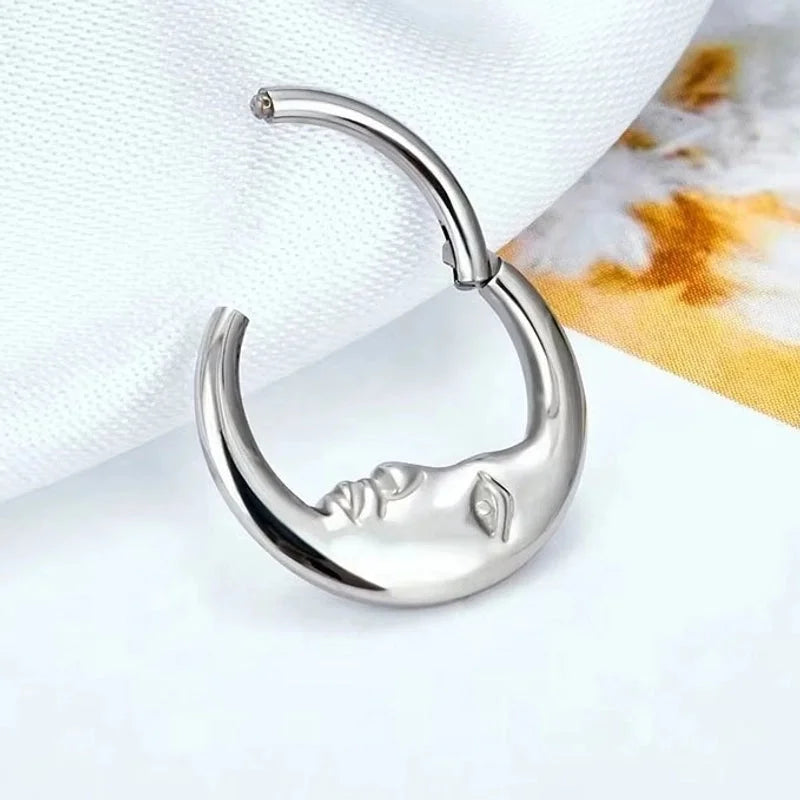 1 Piece Nose Rings & Studs Hip-Hop Basic Punk Round 316 Stainless Steel Polishing 18K Gold Plated Nose Rings & Studs