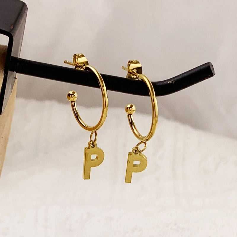 1 Pair Minimalist C Shape Letter Plating 304 Stainless Steel 18K Gold Plated Drop Earrings