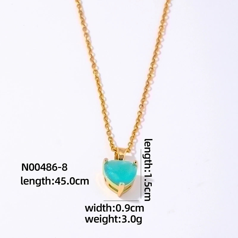 2 Pieces Elegant Minimalist Heart Shape 304 Stainless Steel Copper Plating Inlay Gold Plated Zircon Pendant Necklace