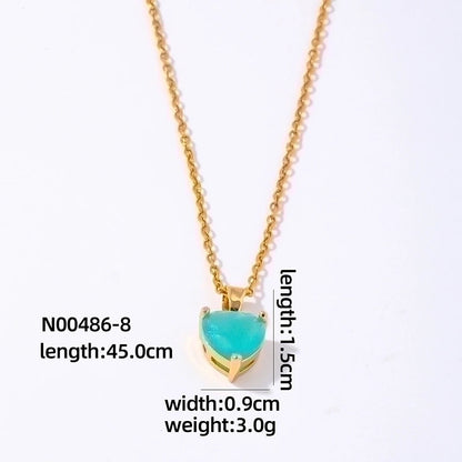 2 Pieces Elegant Minimalist Heart Shape 304 Stainless Steel Copper Plating Inlay Gold Plated Zircon Pendant Necklace