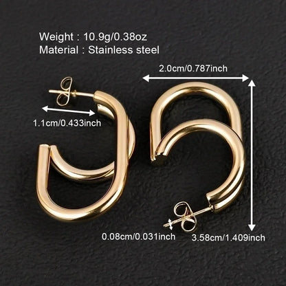1 Pair Minimalist Geometric Polishing 201 Stainless Steel 18K Gold Plated Ear Studs